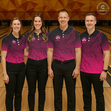 Load image into Gallery viewer, Black and Pink gradient Lightning thunder storm Bowling shirts for Women Custom Bowling Team Jerseys NQS11170
