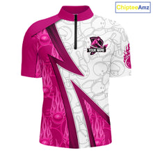 Load image into Gallery viewer, Custom Bowling Polo, Quarter Zip Shirt For Men Pink flame camo Bowling shirts, Bowling Team jerseys NQS11585