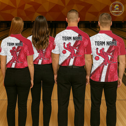 Custom Bowling Polo, Quarter Zip Shirt For Men Red flame camo Bowling shirts, Bowling Team jerseys NQS11586