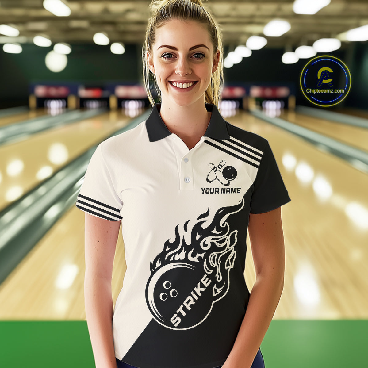 Custom Retro Beige and Black Flame Bowling Shirts For Women, Vintage Team Bowling League jerseys NQS11590