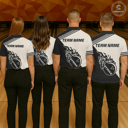 Custom Retro Beige and Black Flame Bowling Shirts For Women, Vintage Team Bowling League jerseys NQS11590