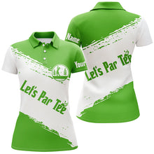 Load image into Gallery viewer, Green and white Womens golf polo shirts custom name let's par tee golf tops for women NQS5867