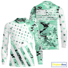 Load image into Gallery viewer, American flag Light green camo fishing personalized patriotic UV Protection camouflage Fishing jersey NQS10366