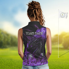 Load image into Gallery viewer, Purple Flame Dragon Sleeveless Golf polo shirt Custom Dragon team golf outfit, gift for golf lover NQS10792