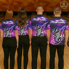 Load image into Gallery viewer, Custom Purple Bowling Jersey Lightning Thunder Funny tornado Bowling Shirts for Men, bowling uniforms NQS11594