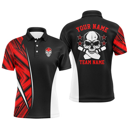 Custom Black red bowling shirt for men – personalized team jersey front view