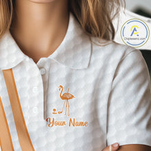 Load image into Gallery viewer, Funny Women golf polo shirt custom Halloween flamingo pattern white golf shirts NQS10377