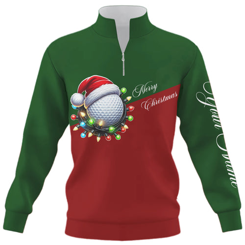 Red and Green Christmas Golf ball Quarter zip golf sweatshirt custom golf sweater Xmas golf gifts NQS8869