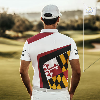 Personalized Maryland flag mens golf polo shirts custom patriotic golf outfit men NQS11386