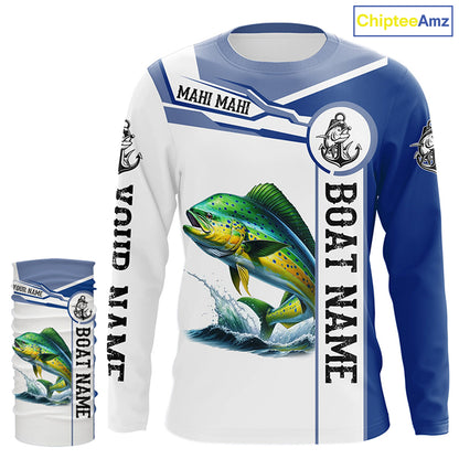 Mahi mahi fishing Customize name and boat name tournament long sleeves fishing shirts NQS1578