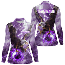 Load image into Gallery viewer, Purple lightning thunder bowling Eagle custom Women Bowling Polo, Quarter Zip Shirts, bowlers jerseys NQS8179