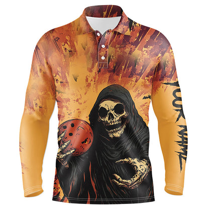 Halloween Skull Bowling custom Mens Bowling Polo, Quarter Zip Shirts, gift for team bowlers jerseys NQS8183