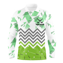 Load image into Gallery viewer, Personalized white and green golf pattern custom Mens golf polo shirt, golf tops for men golf gifts NQS7767