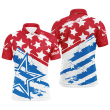 Load image into Gallery viewer, Red White and Blue American flag Mens golf polo shirts custom patriotic men's golf apparel NQS8633