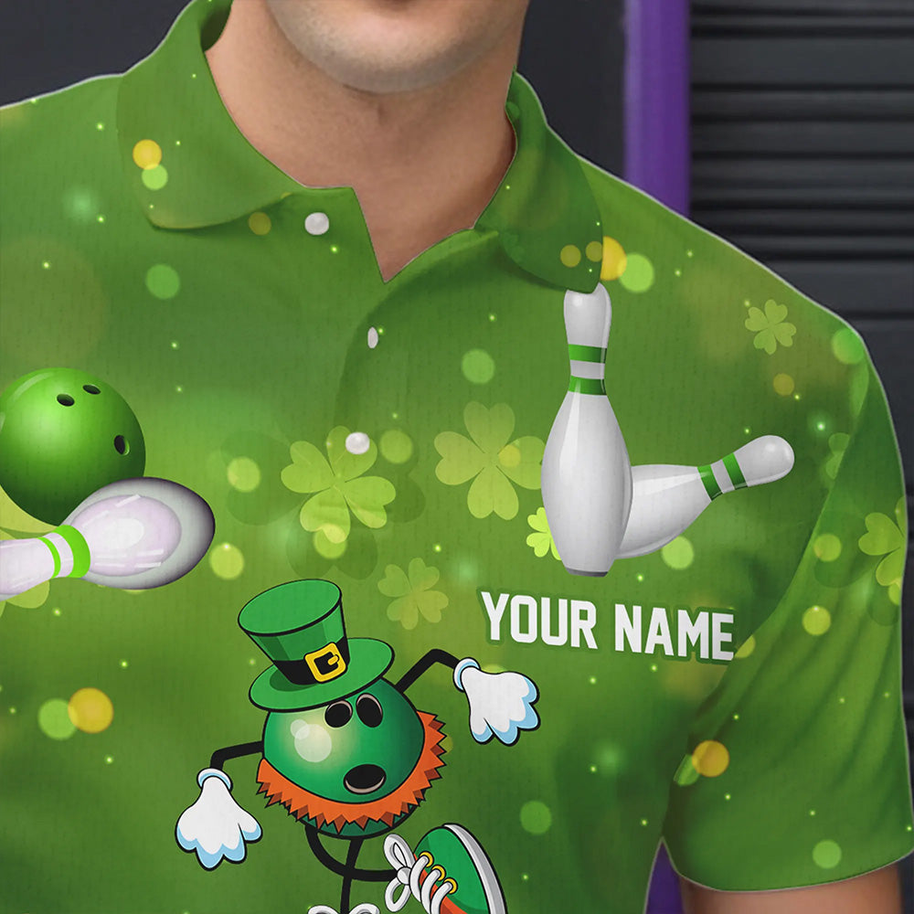 Funny Green shamrock Lucky Bowling Shirts for Men Custom St Patrick Day Team bowling jerseys NQS9325