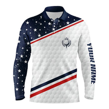 Load image into Gallery viewer, Mens golf polo shirts custom name American flag patriotic golf shirts, team men's flag polo shirt NQS5667
