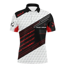 Load image into Gallery viewer, Black and white Golf ball pattern Mens Golf Polo Shirts Custom Golf outfit men, golfing gifts | Red NQS8204