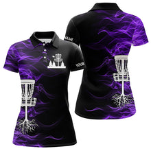 Load image into Gallery viewer, Purple smoke black Women Disc Golf Polo Shirt custom team disc golf basket Ladies disc golf outfits NQS11199