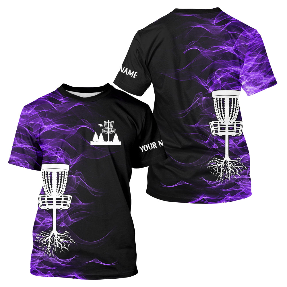 Purple smoke black Disc Golf T-Shirt custom team disc golf basket disc golf outfits NQS11199