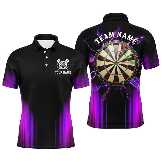 Black and Purple Light Darts Polo, Quarter Zip Shirt For Men Custom Darts Jerseys For Team NQS9334