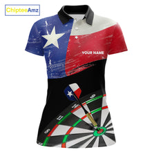 Load image into Gallery viewer, Texas Flag Dartboard Shirt for Women Custom Dart jerseys for team, patriotic dart league shirts NQS11408
