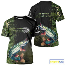Load image into Gallery viewer, Musky fishing camouflage Custom performance long sleeve Fishing Shirts, Muskellunge Fishing jerseys NQS10081
