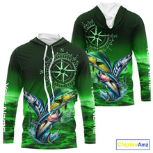 Load image into Gallery viewer, Personalized Mahi Mahi, Wahoo, Tuna Green Performance Fishing Shirt,compass offshore tournament Shirt NQS10234