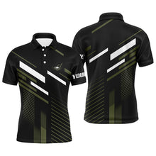 Load image into Gallery viewer, Mens Golf polo shirts custom name black green plaid golf outfit men, men's golf clothes NQS6098