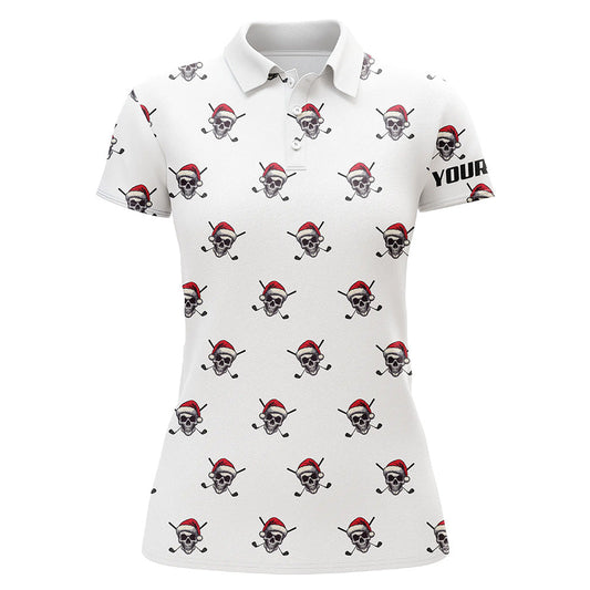 Funny Skull Santa Christmas pattern Women golf polo shirt custom christmas golf outfits for ladies NQS8650