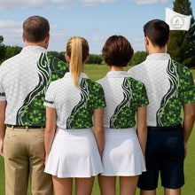 Load image into Gallery viewer, Custom White and Green shamrock pattern Women Golf Polo Shirts, St Patrick&#39;s day team ladies golf top NQS11208