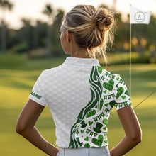 Load image into Gallery viewer, Custom White and Green St Patrick&#39;s day pattern Golf Polo Shirts For Women, team ladies golf outfit NQS11209