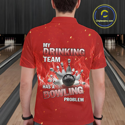 Personalized Red Flame Funny Bowling shirts for Men My drinking team has a bowling problem NQS11615