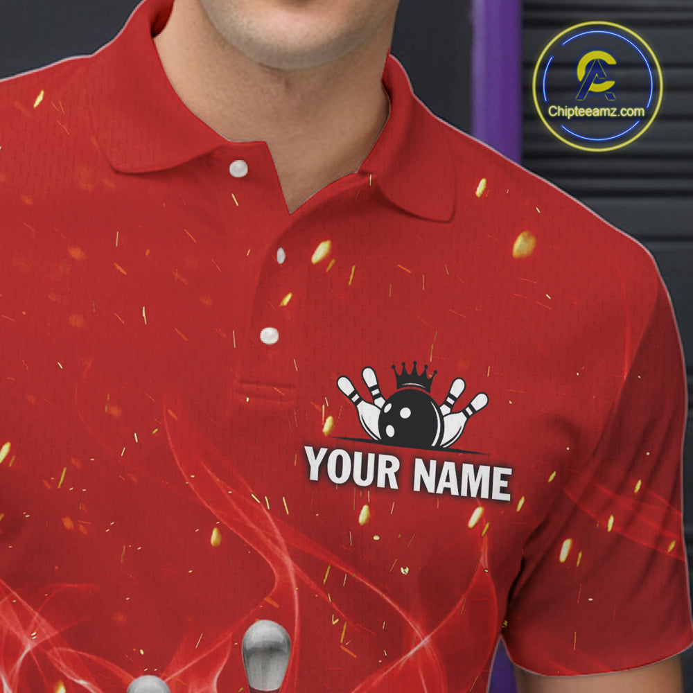 Personalized Red Flame Funny Bowling shirts for Men My drinking team has a bowling problem NQS11615