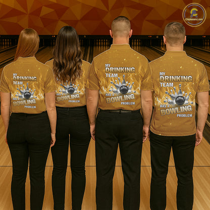 Personalized Yellow Flame Funny Bowling shirts for Women My drinking team has a bowling problem NQS11616