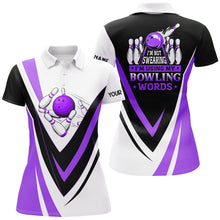 Load image into Gallery viewer, Custom bowling polo shirts for women I'm not swearing, I'm using my bowling words purple bowl shirts NQS7434