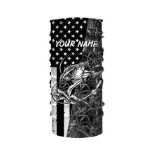 Load image into Gallery viewer, Bass Fishing American Flag patriotic gray Camo custom Performance Long Sleeve fishing shirt for angler NQSD98