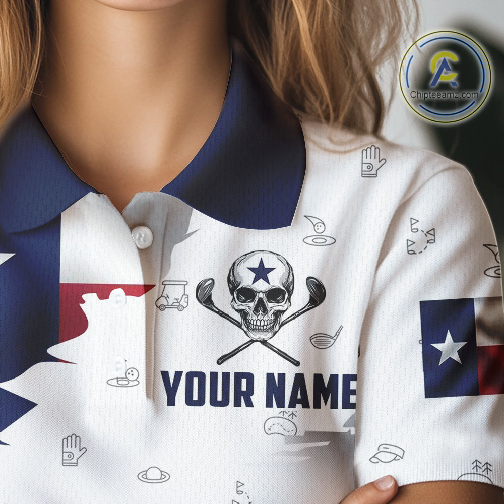 Texas Flag Golf Clubs Skull Golf Camo Women golf polo shirts Custom Patriotic Golf Team Jersey NQS9936