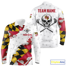Load image into Gallery viewer, Maryland Flag Golf Clubs Skull Golf Camo Men golf polo shirts Custom Patriotic Golf Team Jerseys NQS9937
