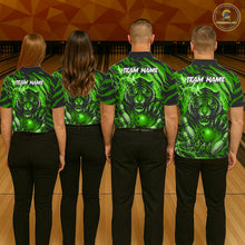 Load image into Gallery viewer, Personalized Tiger Bowling Shirts For Women, Green Flame Lightning Thunder Tiger Team Bowling Jerseys NQS11233