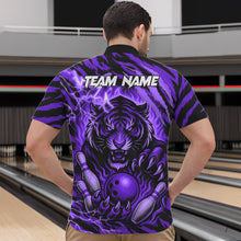 Load image into Gallery viewer, Personalized Tiger Bowling Shirts For Men, Purple Flame Lightning Thunder Tiger Team Bowling Jerseys NQS11234