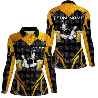 Black Camo Bowling Beer customize bowling shirts for women, Team bowling jerseys gift for bowlers NQS8224