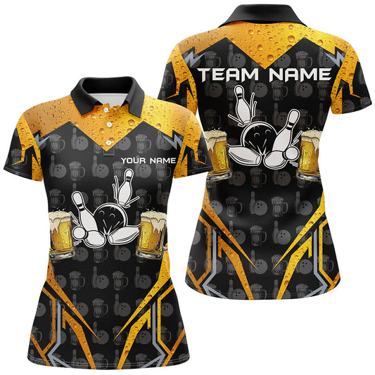 Black Camo Bowling Beer customize bowling shirts for women, Team bowling jerseys gift for bowlers NQS8224