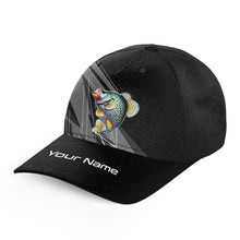 Load image into Gallery viewer, Personalized Black camo Crappie Fishing baseball cap, Crappie fishing hats for men, women NQS9953