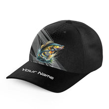 Load image into Gallery viewer, Personalized Black camo Walleye Fishing baseball cap, Walleye fishing hats for men, women NQS9954