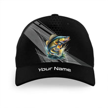 Load image into Gallery viewer, Personalized Black camo Walleye Fishing baseball cap, Walleye fishing hats for men, women NQS9954