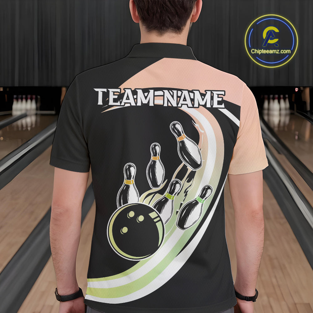 Pink and Green Gradient Bowling Shirts For Men Custom Bowling Team League Jersey, Gift For Bowler NQS10433