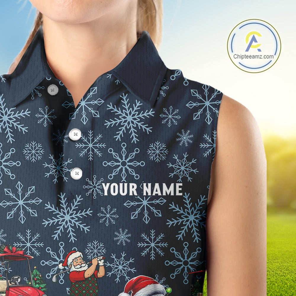 Blue snowflake pattern Christmas Sleeveless Golf Polo Shirt custom golf attire, unique golf gifts NQS10865