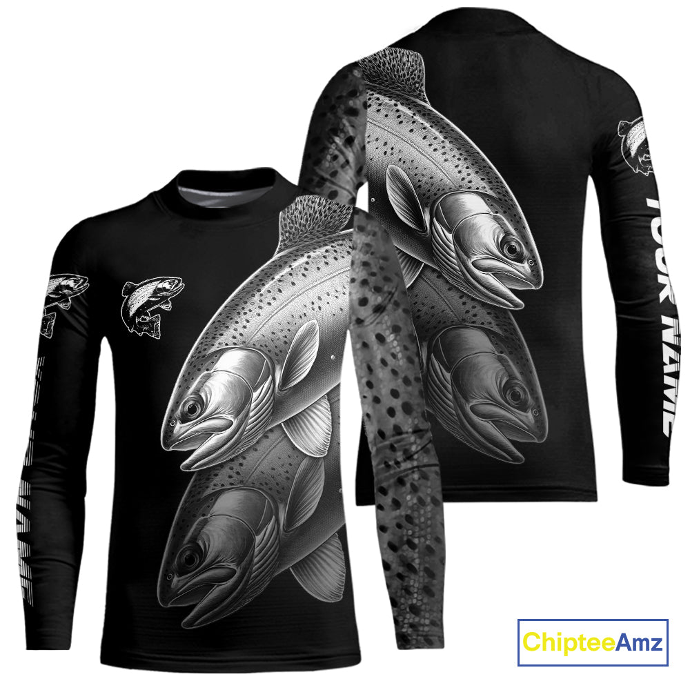Rainbow Trout performance Fishing Shirts Custom Trout Fishing Long Sleeve Tournament Fishing Shirts NQS10114