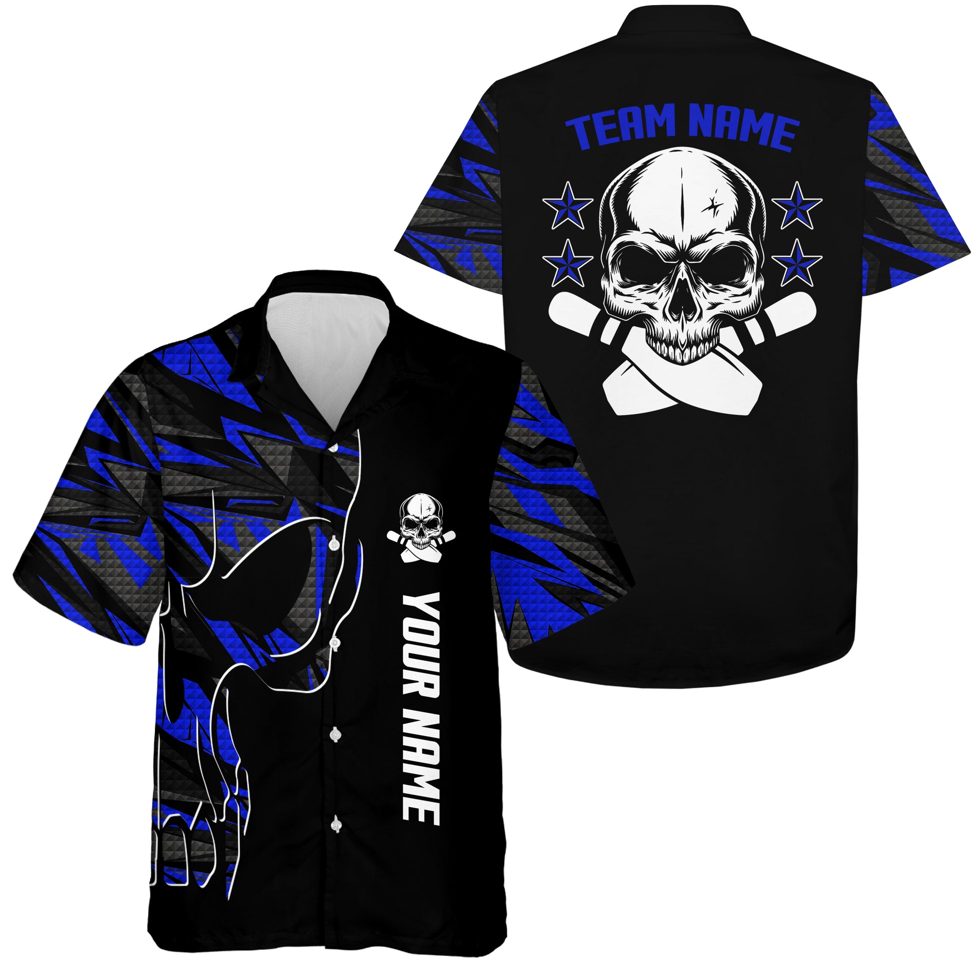 Custom Hawaiian bowling shirt for bowling – personalized team jersey front view