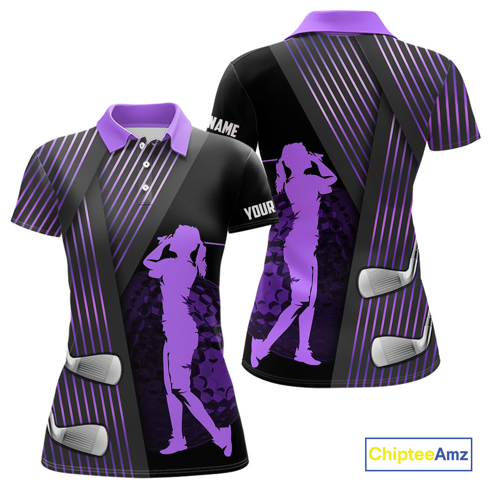 Black and purple Women golf polo shirts custom golf clubs team golf shirts, golf tops for ladies NQS10118